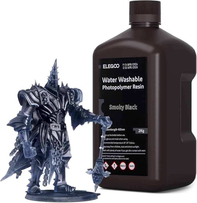 ELEGOO Water Washable 3D Printer Resin Smoky Black 2KG 405nm UV