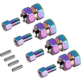 INJORA Rainbow Stainless Steel Wheel Hex Hub +5mm Extenders for Axial SCX24 Upgrade 1/24 RC Crawler, 4PCS
