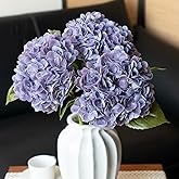 DUYONE 3Pcs 22 inch Lifelike Artificial Hydrangea, 3 Light Purple Large Flowers Artificial Flowers Dry Flowers Outdoor Wedding Christmas Office Family Party Living Room Table Deco