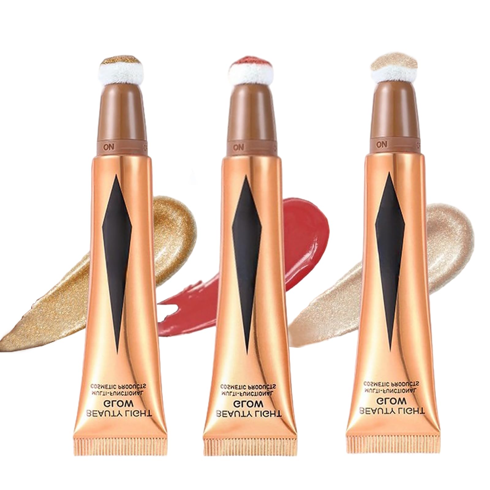 3-in-1 Beauty Wand- Liquid Contour, Cream Blush and Highlighter with Cushion Applicator for Natural, Silky Radiance - Contour, Blush and Highlight in One