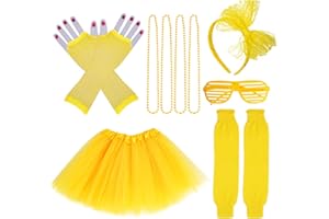 Miayon Kids 6 in 1 Costume Accessories 1970s 1980s Fancy Outfits and Dress for Cosplay Party Theme Party for Girl