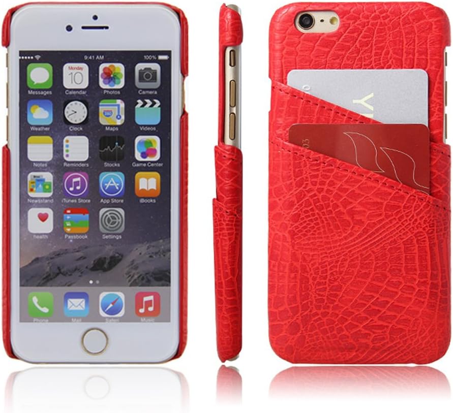 iPhone 6S Plus Case, HL Brothers Card Slot Vintage Cases Series, Premium Crocodile Pattern PU Leather Wallet Case Back Cover for Apple iPhone 6 Plus and iPhone 6S Plus 5.5 Inch Smartphone (Red)