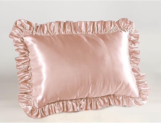 Amazon Com Pink Satin Ruffled Pillow Sham King Home Kitchen