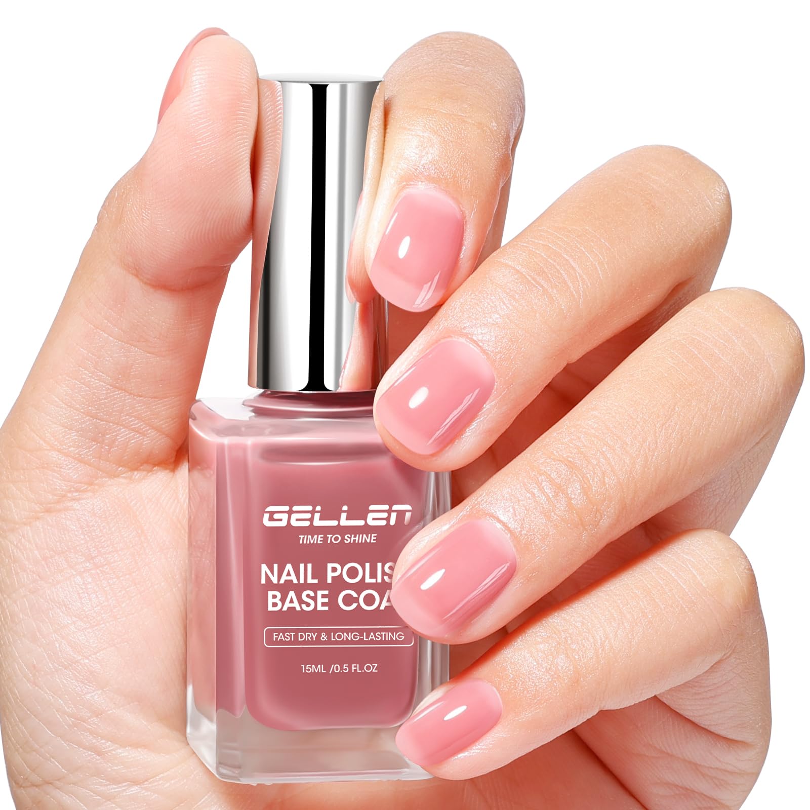 Photo 1 of GELLEN 4-In-1 Clear Nail Polish Base Coat Dusty Pink Tint, Sheer Rose Ridge Filler For Nails, Nail Strengthener Concealer, Calcium Formula Smoothes Strengthens Nails, Enhances Natural Look, HEMA Free