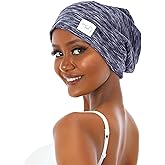 sent hair Silky Satin Lined Bonnet for Women Hair Cover Bonnet Sleep Cap Adjustable Slouchy Beanie for Long Curly Hair,Braids,Dreadlocks(Navy Blue)