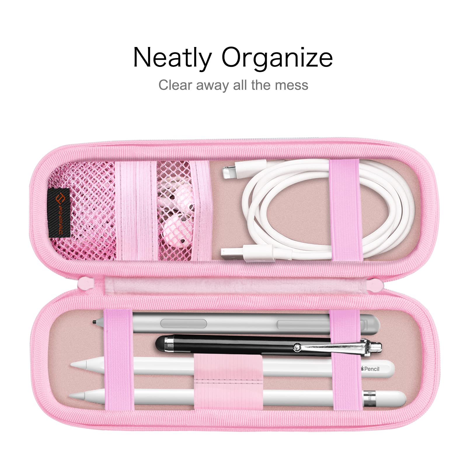 FINTIE Holder Case for Apple Pencil Pro, Apple Pencil (USB-C / 1st / 2nd Generation), PU Leather Carrying Bag Sleeve Compatible with Pen, USB Cable, Samsung Stylus, Rose Gold
