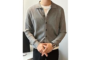 Men's Solid Color Knit Cardigan - Turn-Down Collar Casual Warm Sweater Outerwear for Trendy Fall Winter Fashion
