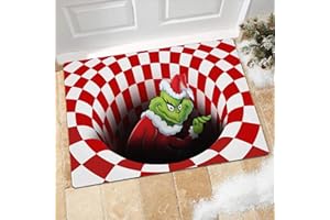 Beita Christmas 3D Illusion Doormat Non-Slip Floor Mat Christmas Party for Any Deck, Patio, Porch, Veranda (Red, 50x80 CM)