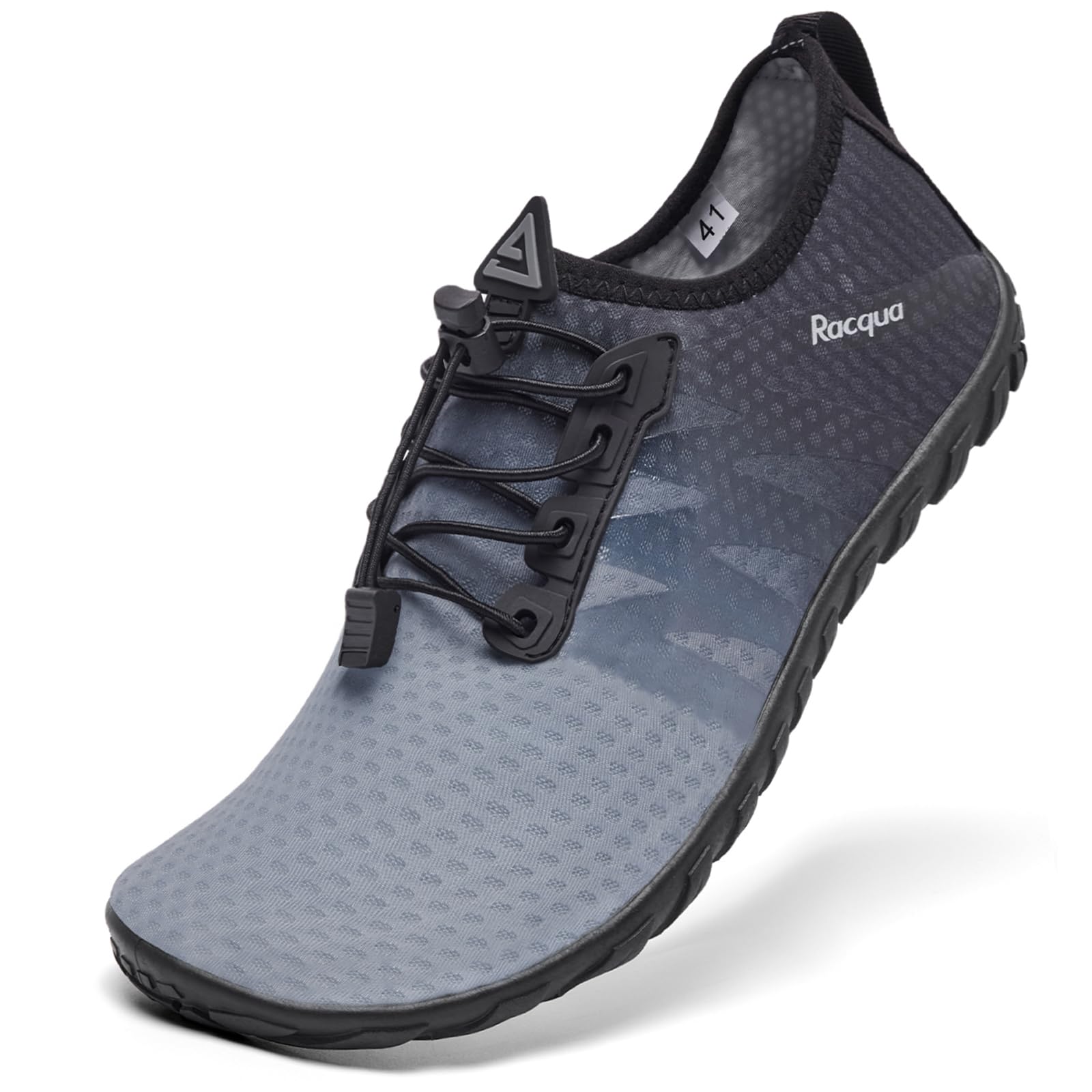 Photo 1 of Racqua Mens Swim Water Shoes Barefoot Quick Dry Lightweight Pool Gradient Sports Beach Aqua Outdoor Shoes Grey/Black 10 Women/9 Men