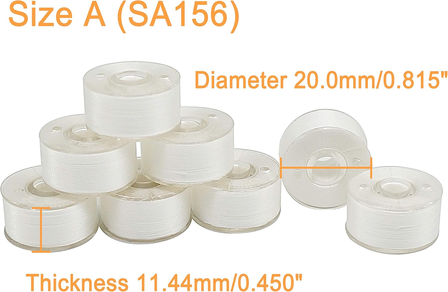 New brothread 25pcs White 70D/2 (60WT) Prewound Bobbin Thread Plastic Size A SA156 for Embroidery & Sewing Machines DIY Embroidery and Sewing Thread - Image 4