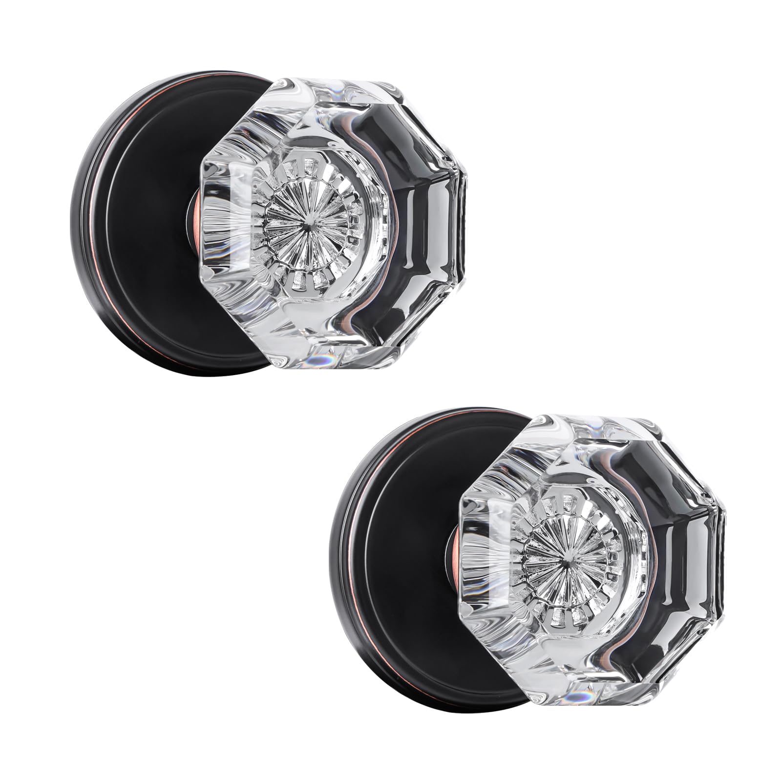 Photo 1 of CLCTK Crystal Glass Dummy Door Knob, Bifold Closet Oil Rubbed Bronze Door Knobs Round Dummy Door Handles Non-Turning Single Side, 2 Pack
