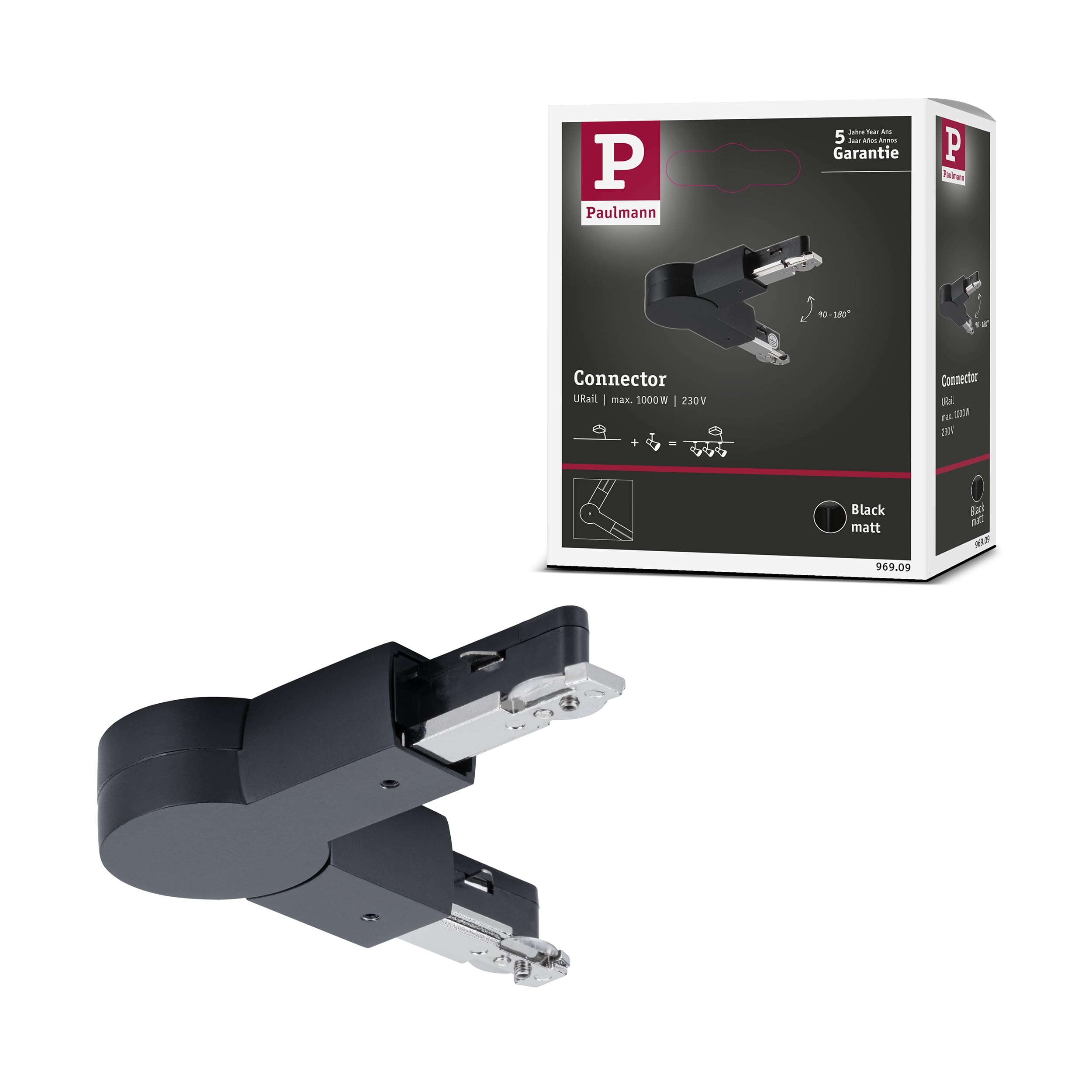 Paulmann 96909 URail connector joint 159x36 mm max. 1000W black matt rail system