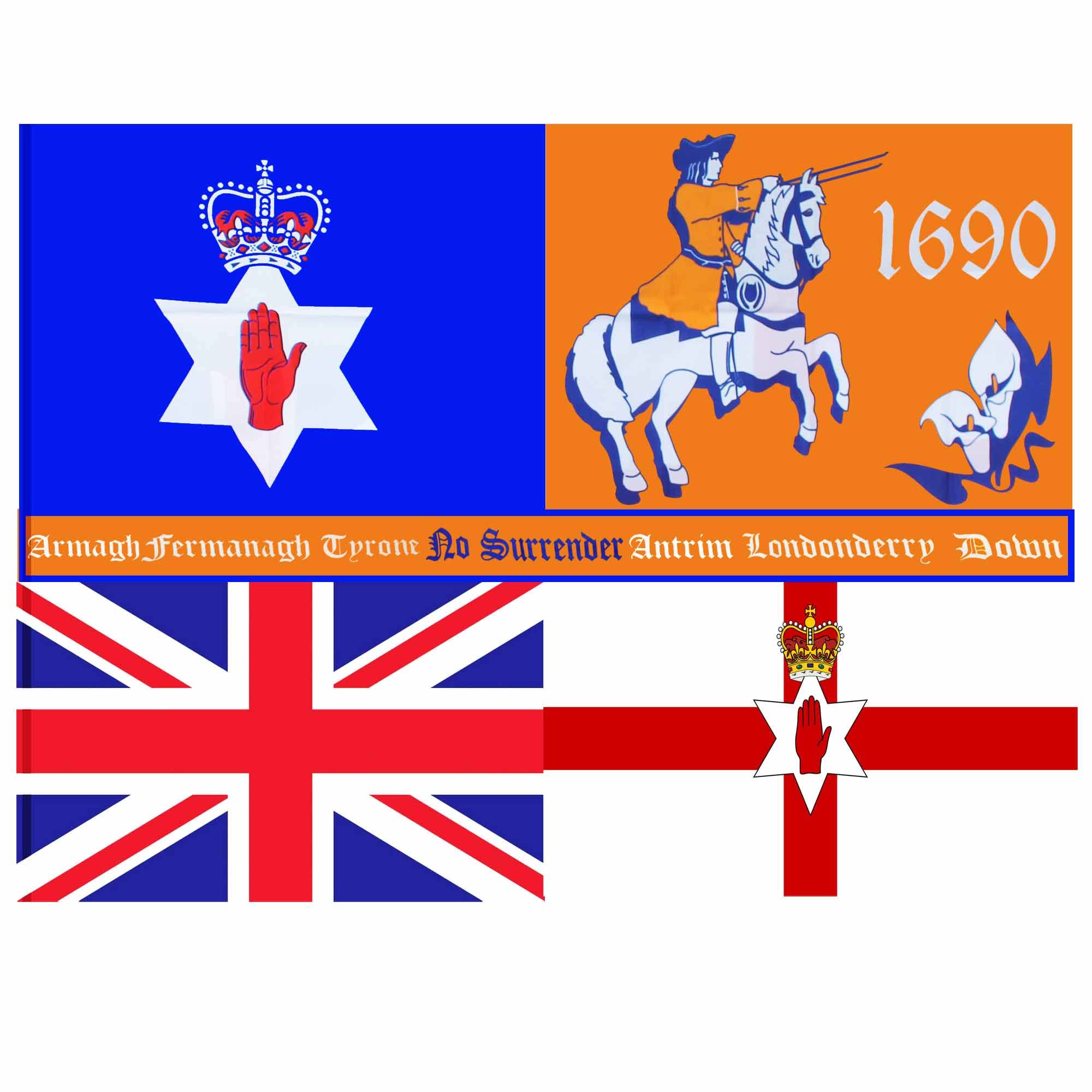 GIFTS 4 ALL Northern Ireland Flag, Ulster 6 Counties Flag, King William 1690 Loyalist Flag, Ulster No Surrender Flag,