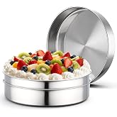 Beasea 10 Inch Cake Pans Set of 3, Large Stainless Steel Round Cake Pan Cheesecake Chiffon Mold Tin for Homemade DIY Desserts Baking Bakeware