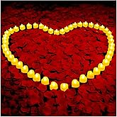 VIPbuy 3000 Pcs Artificial Rose Petals with 48 Pcs Heart Flameless Candles Battery LED Tea Lights Candles Set Valentine's Day Wedding Anniversary Decoration