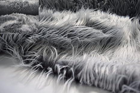 StoffBook WEIß FLOKATI ZOTTELFELL LANGHAAR FELL STOFF STOFFE, D412