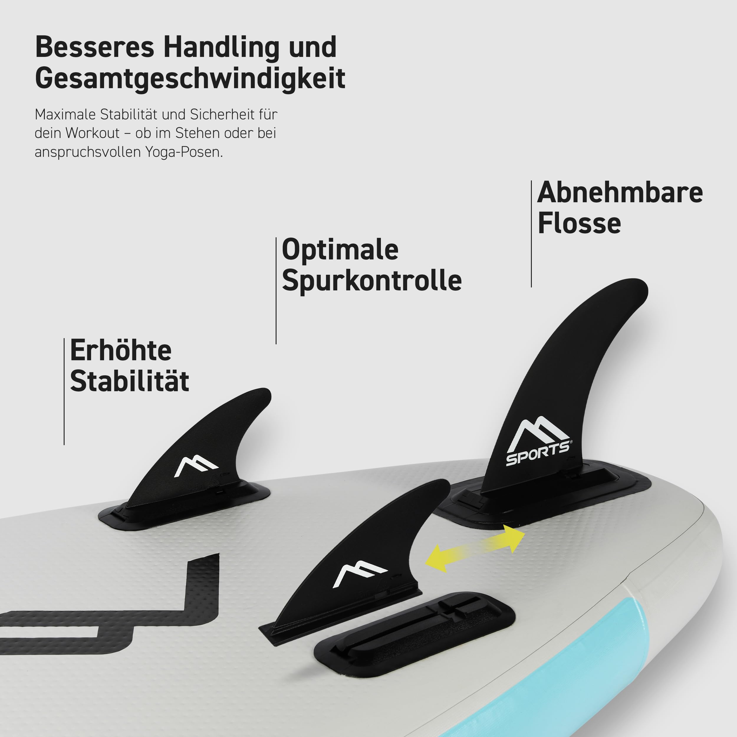 MSPORTS SUP - Stand Up Paddling Board - Aufblasbar Komplettes Paddleboard Zubehör Verstellbares Paddel, hochwertige Pumpe + 2X Paddelstock + wasserdichte Smartphone Tasche + Multifunktionstasche 3