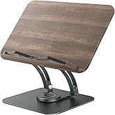 Tounee Book Stand for Reading, Adjustable Book Holder with 360° Swivel Base, Foldable Cookbook Stand Recipe Book Holder with
