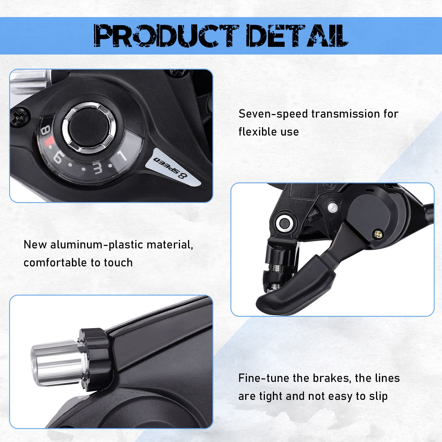 TOBWOLF Bicycle Brake Levers Shifter, 3x7/8 21/24 Speed Mountain Bike shifters Set, Left Right Brake Lever Shifter Kits with Gear Indicator, Replacement with Shift Cables for Moutain Bike Folding Bike