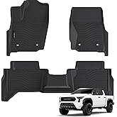 Auxko All Weather Floor Mats Fits for Toyota Tacoma Hybrid Double Cab 2025 2024 TPE Liners Car Accessory for Toyota Tacoma Hybrid Double Cab 2024 2025 Odorless Anti-Slip Floor Mats Black