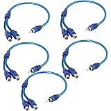 uxcell Car Audio 2 RCA Female to 1 RCA Male Jacks Adapter Y Splitter Cable Wire Connector 12" Long 5 Pcs