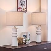 DGGDOME 24.75" White Ceramic Table Lamps Set of 2 - Modern Minimalist White Lamps Set of 2 for Living Room, Bedroom & Console