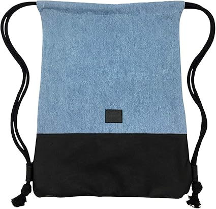 denim drawstring backpack