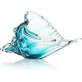 Blown Glass Conch Figurines, 8.2" Sea Glass Art Decor, Conch Shell Decorative Statues, Seashell Sculpture for Dining Tables, Entryways, Coffee Tables, Living Room, Shelf Fillers Valentines Day Gift