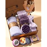 Coralogo Lavender Spa Gift Baskets - Natural Pampering Spa Set, Self-Care Get Well Soon Basket,Thank You Gifts, Unique 11pcs Gift Set for Women Wife Mom Her Birthday Valentines Day Mothers Day