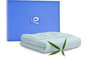 KICKOFF HOME Kickoff Viscose Bamboo Fitted Sheet King Size, 100% Organic Cooling Sheets Fitted ONLY Viscose Bamboo Sheets King Size Bed Sheet for Hot Sleepers, Extra Deep Pocket, 4 Corner Strap (K, Coastal Blue)