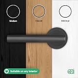 EAI Oliena Black Door Handles Latch Set 6 Pairs 64mm Hinges 54mm Rose view 8