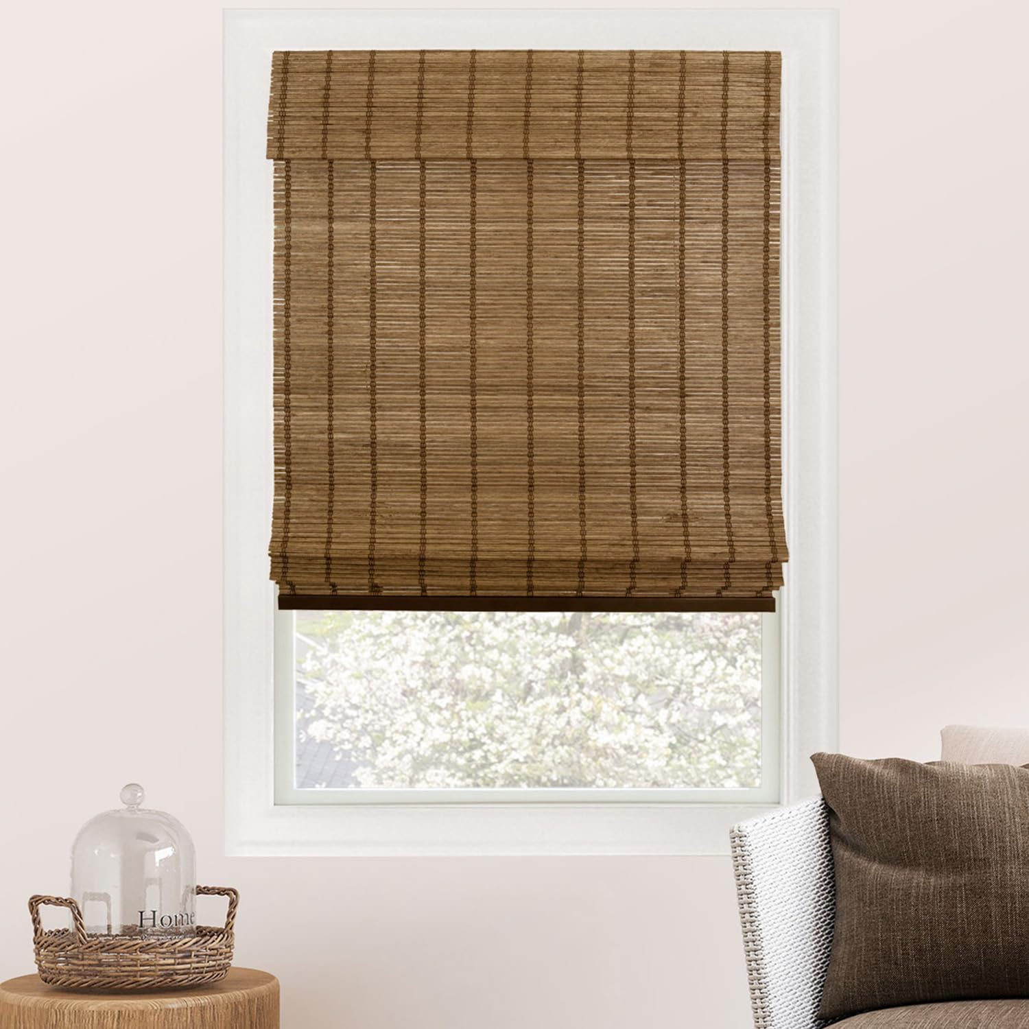 CHICOLOGY Blinds, Roman Home Bamboo Patio, Blinds & Shades, Window Shade, 27" W X 64" H, Elk