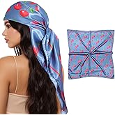 AWAYTR 35” Square Satin Head Scarf Hair Scarf for Women's Hair Silk Bandana for Women Silk Head Wrap for Sleeping