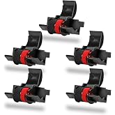 5 Pack IR40T Ink Roller, Black/Red，Sharp EL-1801V Ink Roller Replacement | Compatible with Canon P23-DHV-3, Sharp EL-1750V, Casio HR-170RC, HR-200RC; Sealed Ink Cartridge; Replaces CP-13, EA-772R