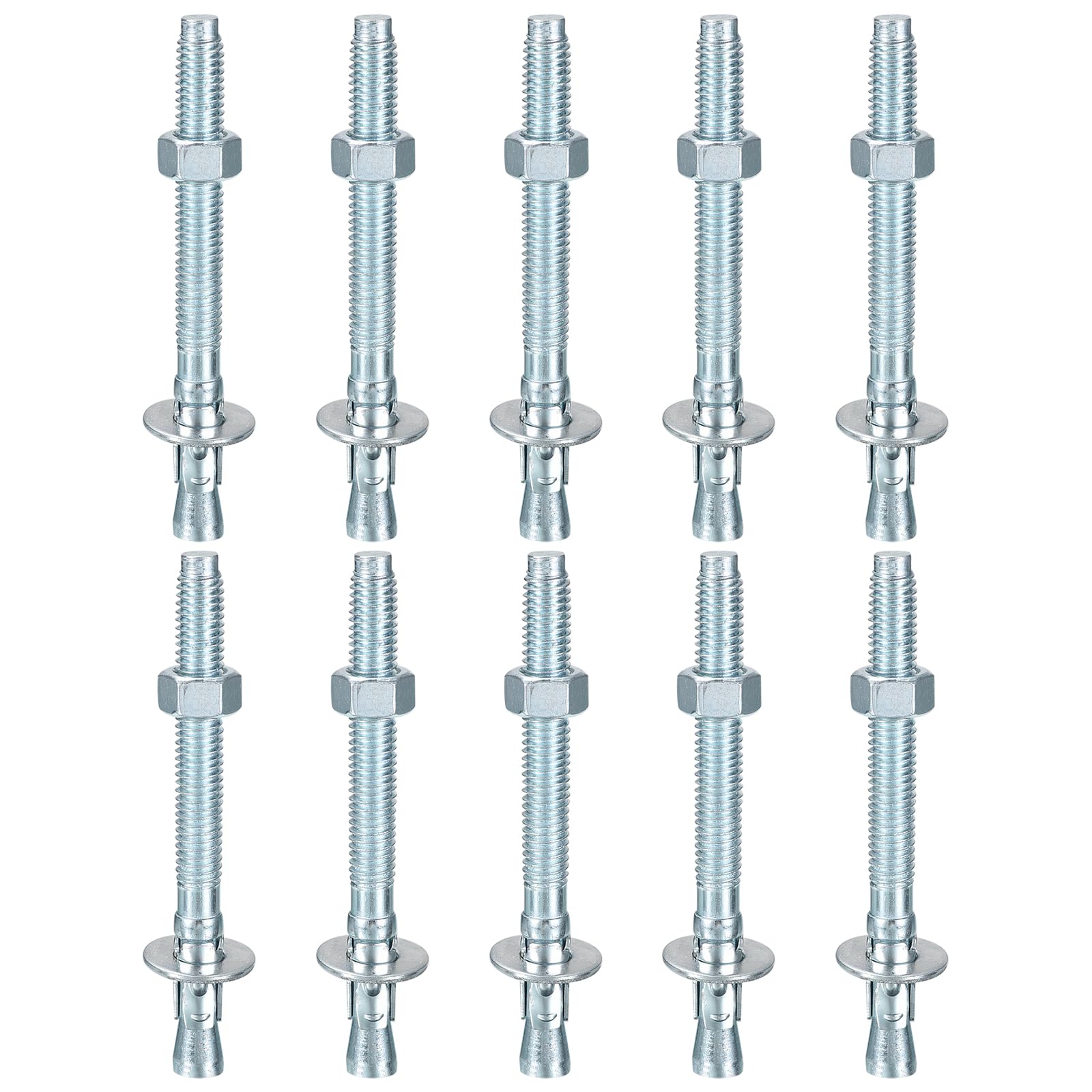 DTGN 3/8" x 4" Wedge Anchors - 50Pack - Good for Cement and Concrete Wall - Carbon Steel Zinc Plated Screw Bolt Nut Expansion Tube Fasteners