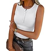 ANRABESS Tank Tops for Women Sleeveless Henley High Neck Summer Casual Ribbed Slim Shirts Racerback Beach Vacation Clothes
