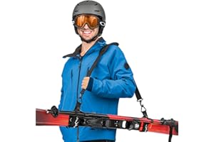 Mata1 - Ski Strap & Pole Carrier - Black - Adjustable Shoulder Strap to Carry Skis & Poles with Ease