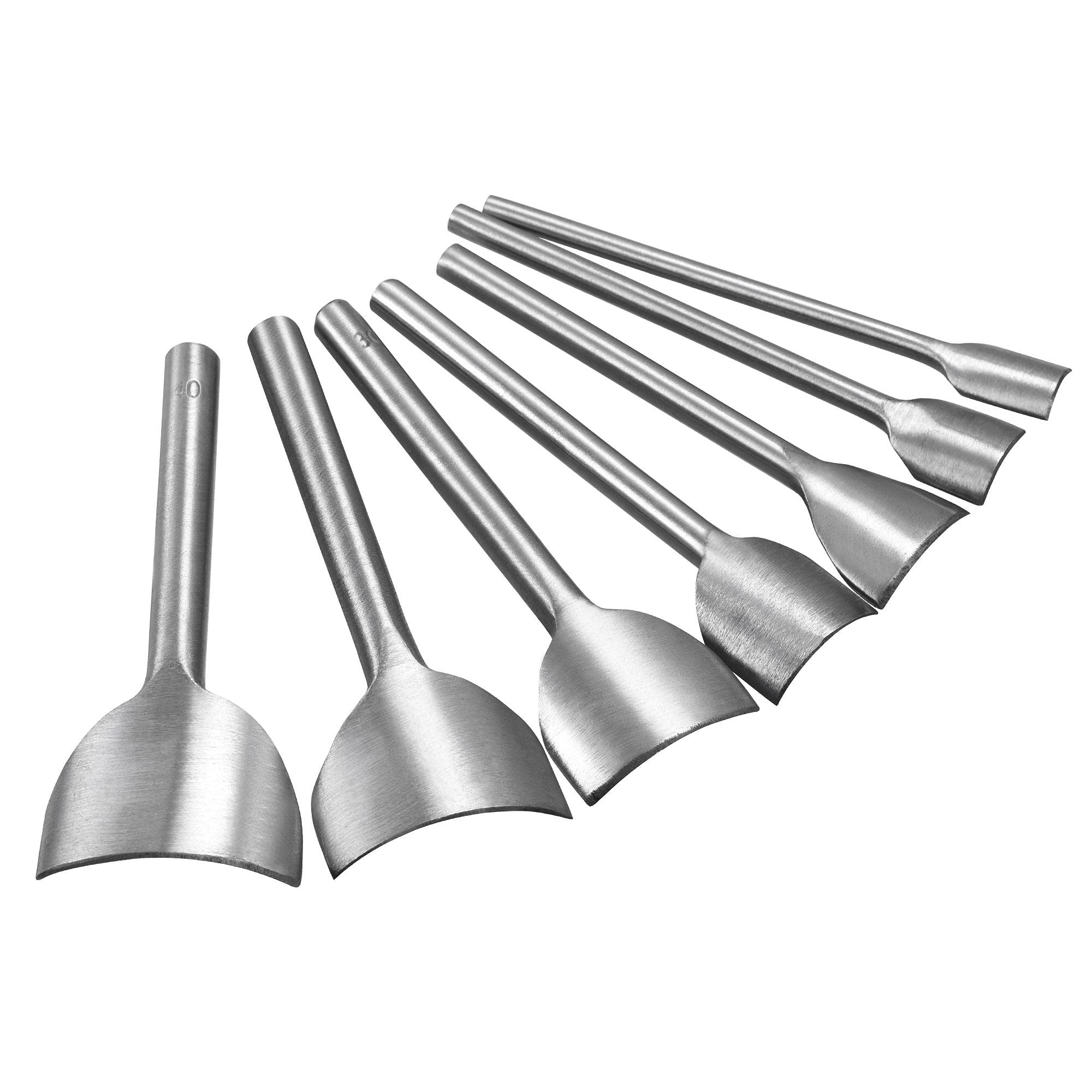 sourcing map Arc-Shaped Leather Cutter Punch Set 10mm-40mm Strap End Punch Tool for Crafting Strap Belt, Wallet and Bag DIY Craft, Set of 7