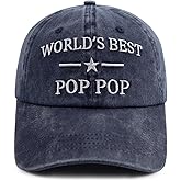 Gsspvii World's Best Poppop Hat for Men, Funny Adjustable Cotton Embroidered Grandpa Baseball Cap