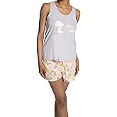 Peanuts womens Tank and Drawstring Short 2pc Pj Set