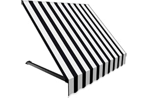 AWNTECH 6 ft. Dallas Retro Open-Sided Slope Style Door/Window Awning Fixed Outdoor Canopy 76.5 Inch W x 16 Inch H x 30 Inch Proj, Black and White Stripe
