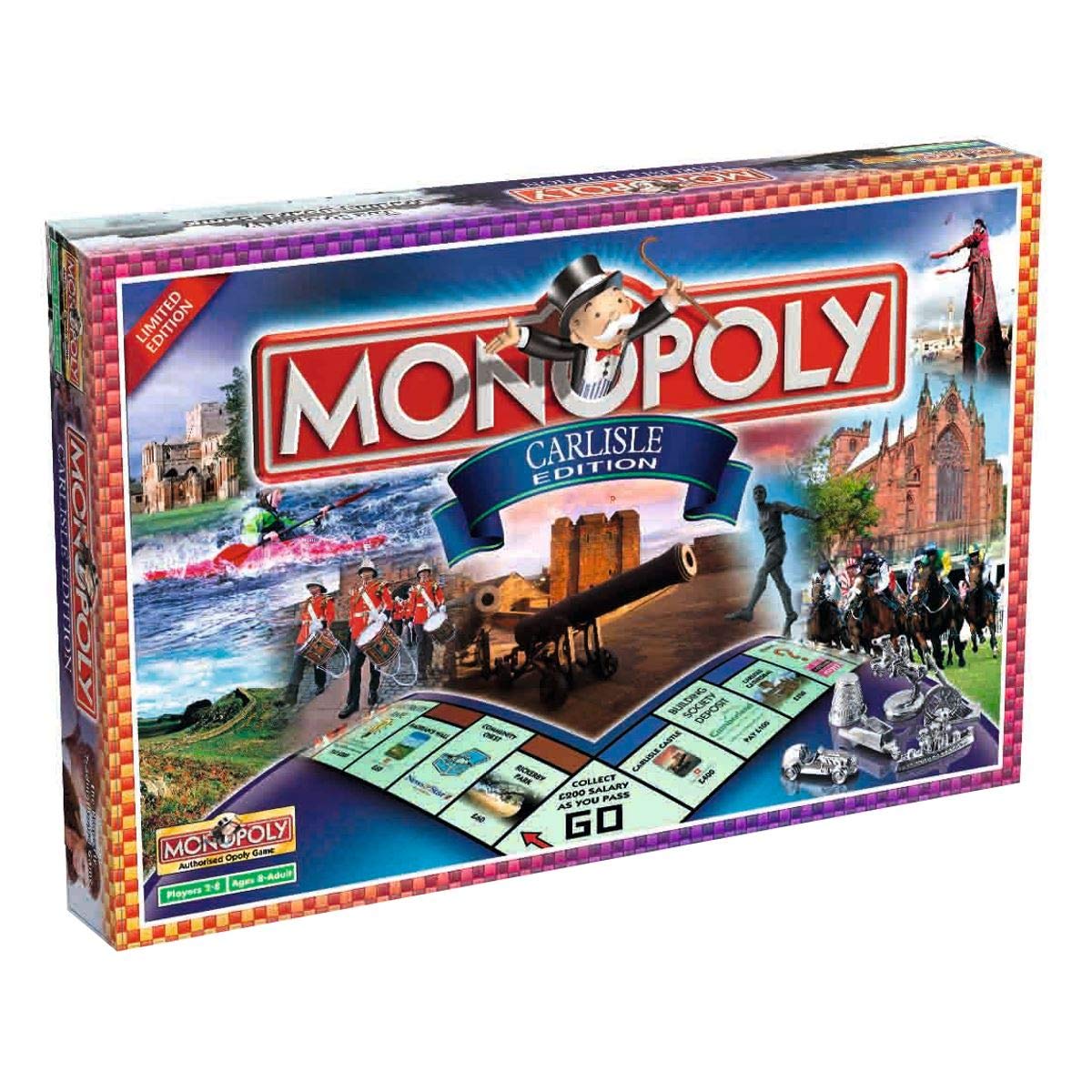 Winning Moves Carlisle Monopoly Board Game, Advance to Carlisle Castle or Hadrian's Wall and trade your way to success, 2–6 players makes a great gift for ages 8 plus