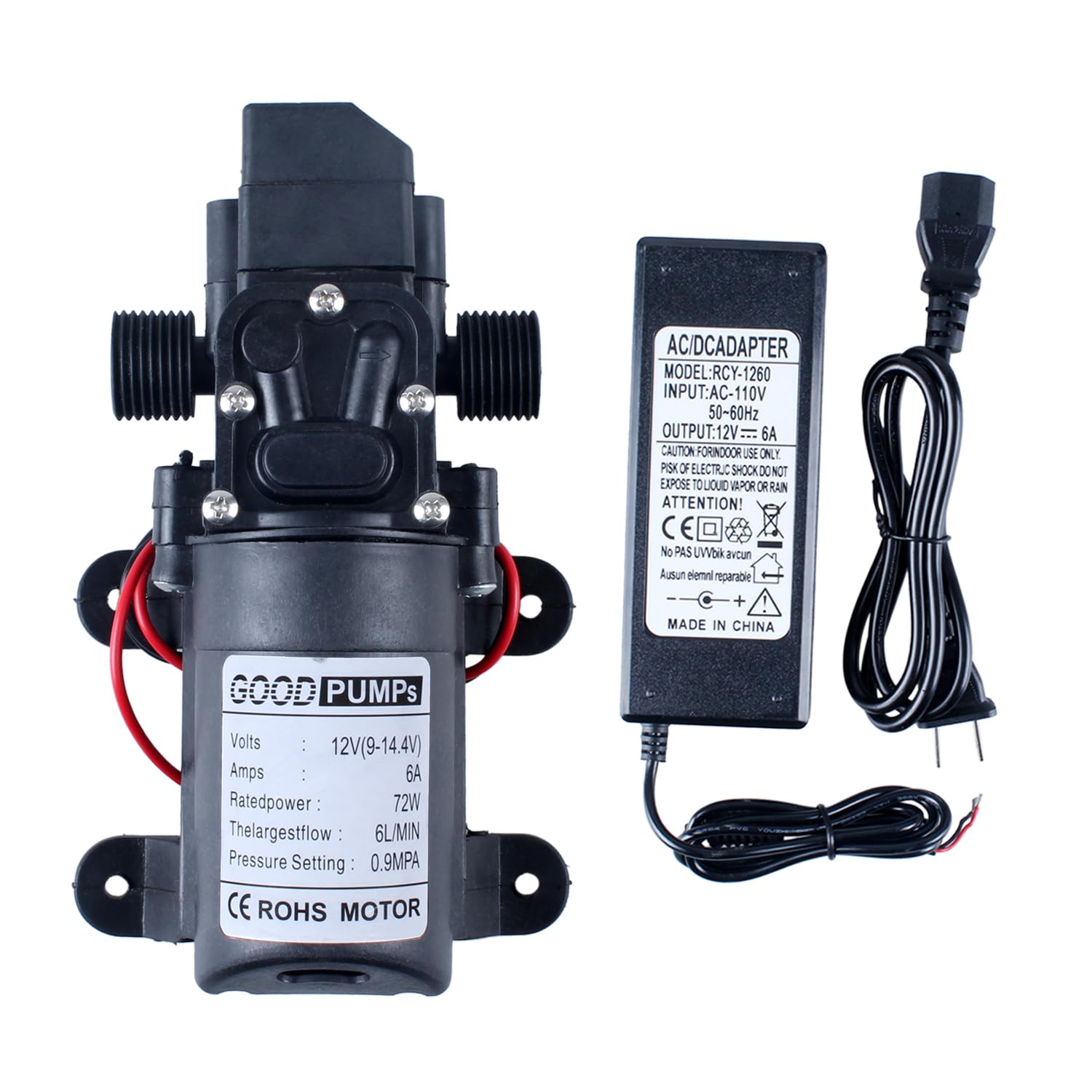 Photo 1 of DIANQI Sprayer Pump - 12v DC 70W 0.9MPA 130psi Home Booster Pump for Camping Boat with Power Adapter - 4-6 L/Min - Connect to 20.6mm/0.81inch Pipe