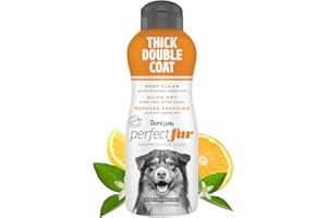 TropiClean Perfect Fur Detangling and Deshedding Dog Shampoo for Breeds with Thick Double Coats, Natural Moisturizing Shampoo, Puppy Safe, 16oz.