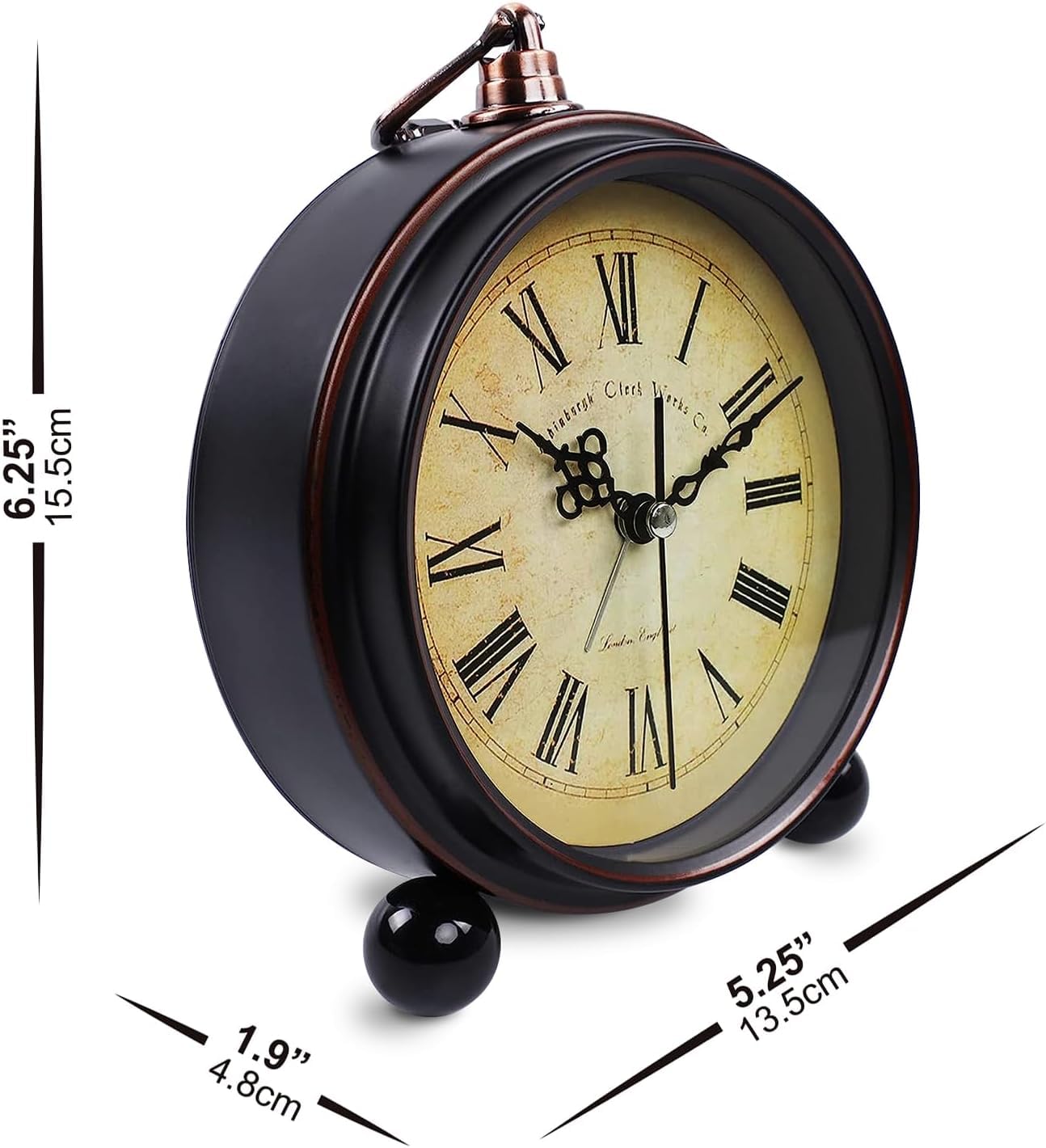 Vintage Analog Alarm Clock Small Silent Desk Clock Night Light Battery Operated Table Bedroom Bedside Living Room Gift Clock Alarm Clock Analog Quiet Movement Interior Table Clock Classic Bell Antique