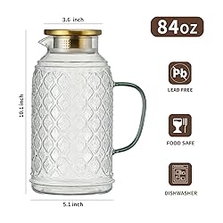 Buaic Glass Pitcher with Lid, 2 PACK 84 oz/2.5L