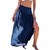 CUPSHE Women's Sarong Coverups High Slit Swimsuit Cover Up Ruched Waist Beach Wrap Skirt Long Flowy Summer Coverup