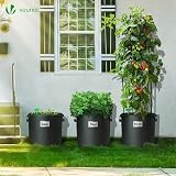 VOUNOT Pack of 5 6 Gallon Plant Grow Bags with Handles Non-woven Fabric view 5