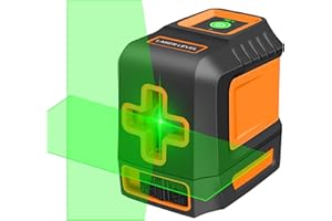 S.Fine Self-Leveling Cross Line Laser Level, Green Laser with Adjustable Brightness, IP54 Durable Tool for Picture Hanging, Floor Tile, Construction, DIY, Home Renovation