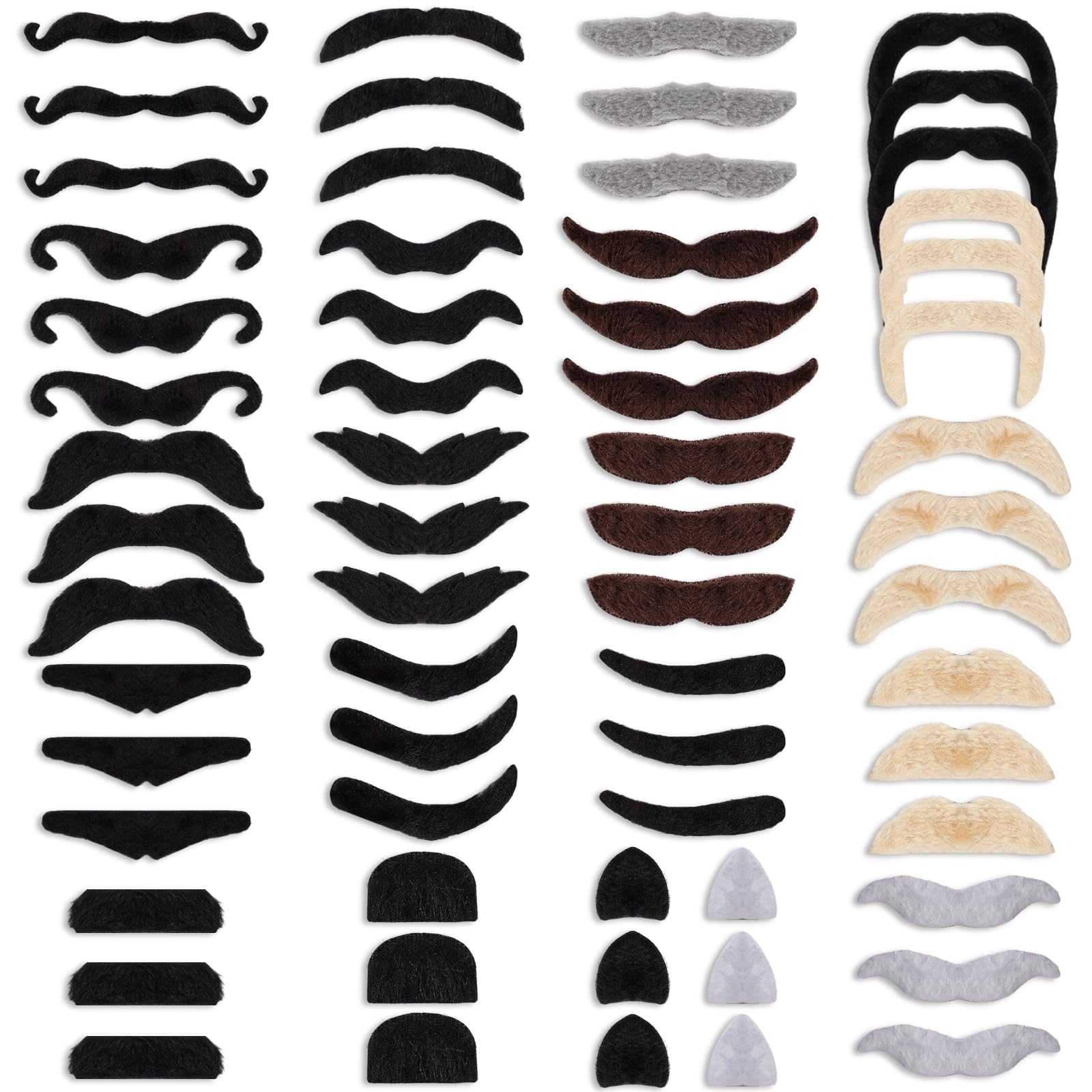60 Pcs Fake Moustache 20 Styles Stick on Moustache Adults Self Adhesive Realistic Fake Mustache Fancy Dress for Birthday Party Novelty Fancy Mexican Costume Decorations Masquerade Photo Props